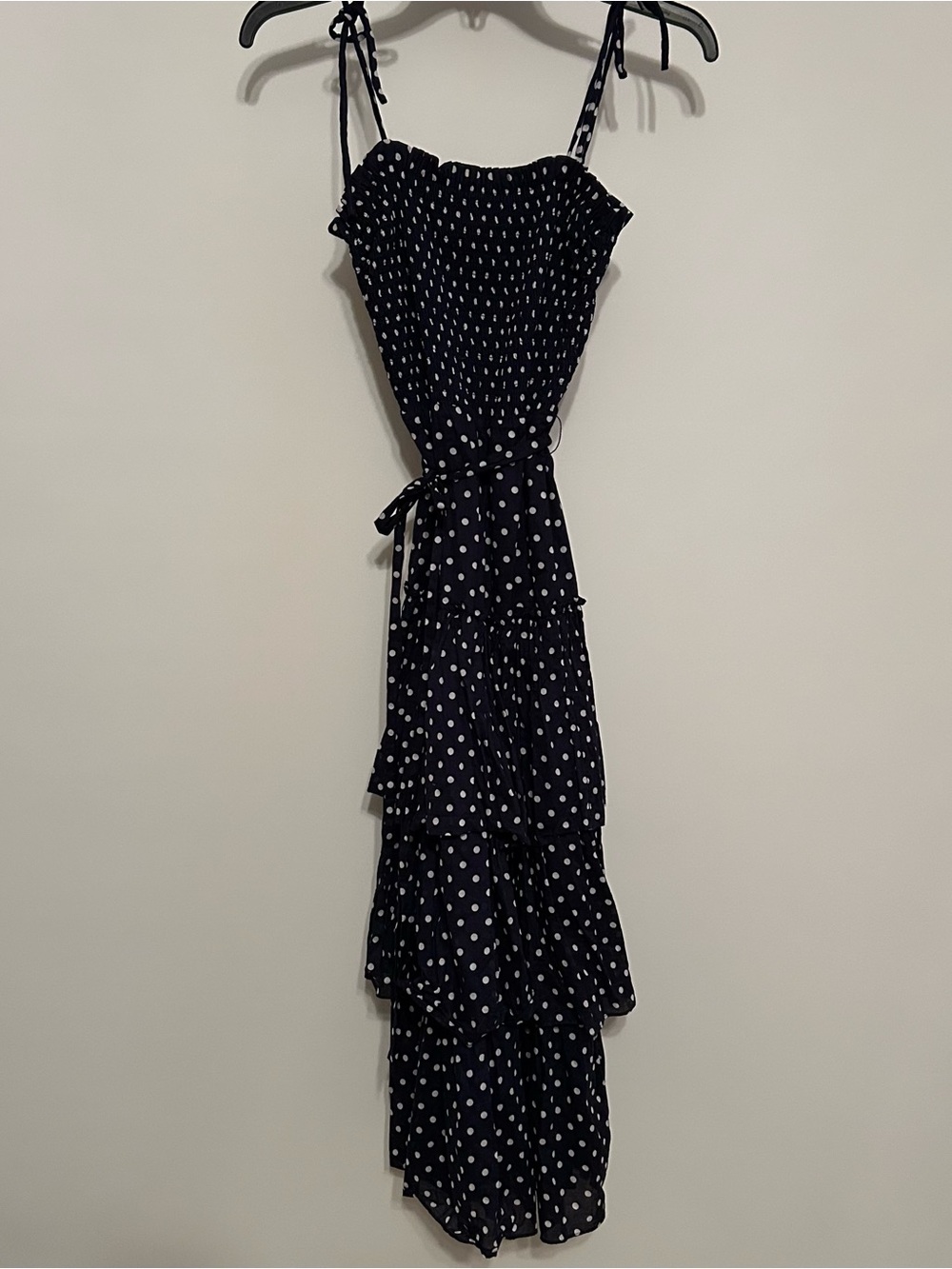 Tory Burch Navy Maxi Dress with White Polka Dots